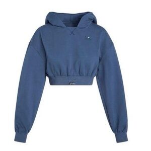 For Live and Lemons Josie Blue Cropped Hoodie Large NWT
